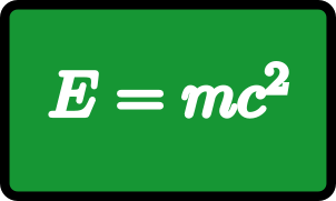 drawing of Einstein's famous equation written on a green chalk board